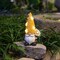Garden Gnome Statue Solar Powered with Glowing Bees Sunflower Outdoor Funny Resin Figurine Decorations for Patio Yard Lawn Porch Housewarming Ornament Gift
